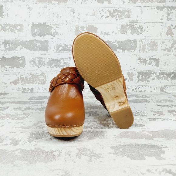 New Dolce Vita Hila Brown Leather Block Heel Slide In Clogs C131 - Picture 7 of 10